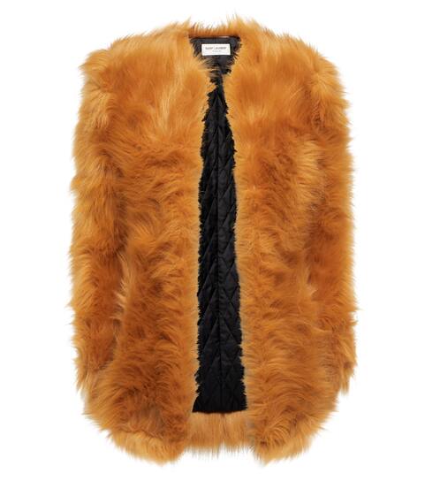 Orange faux fur vest Clearance