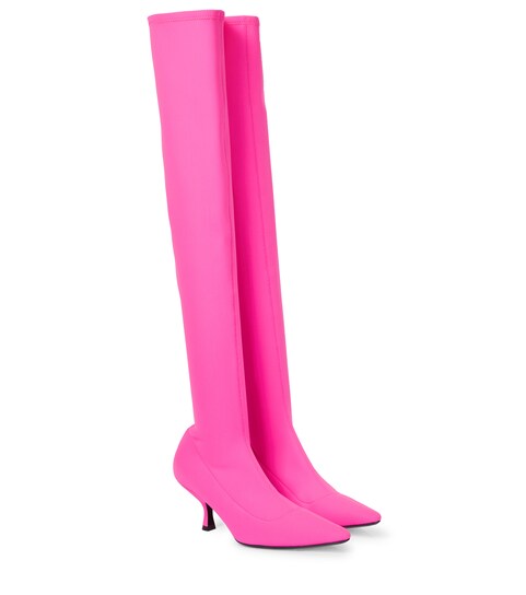 fuchsia thigh high boots