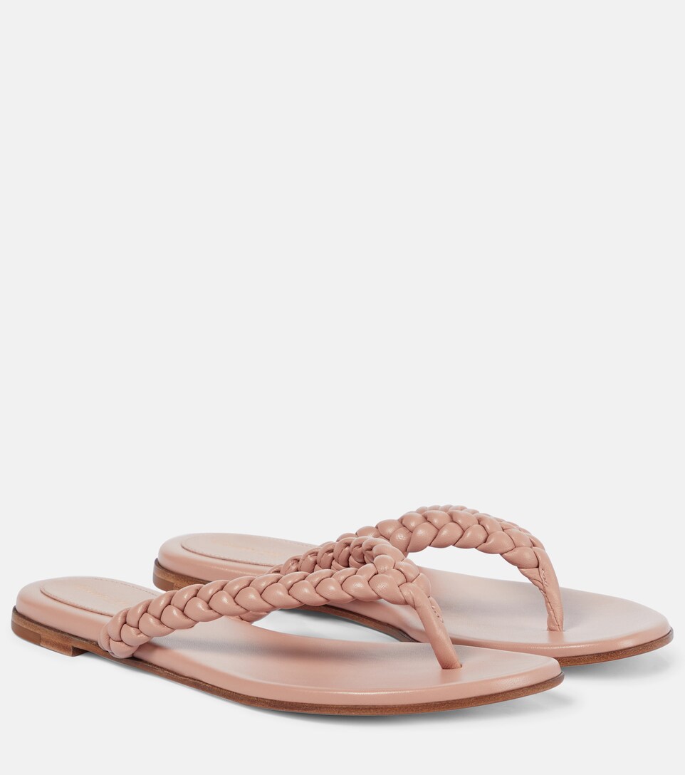 Gianvito Rossi Tropea Leather Thong Sandals In ç±³è² | ModeSens