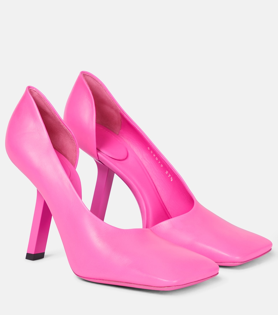 pink leather pumps