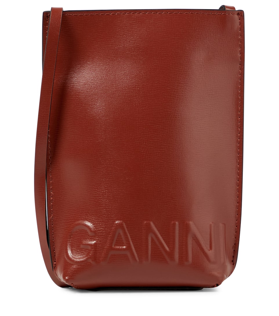 Ganni Recycled Leather Crossbody Bag In 棕色 ModeSens