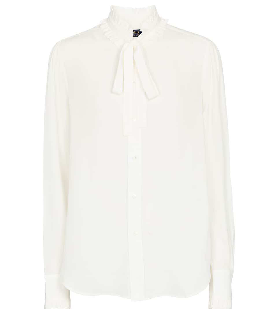 Ralph lauren tie neck blouse clearance