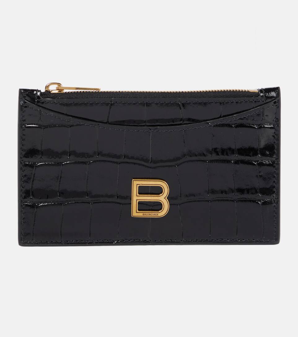 Hourglass Croc-effect Leather Card Holder In 黑色 Hourglass Croc-effect Leather Card Holder In 黑色