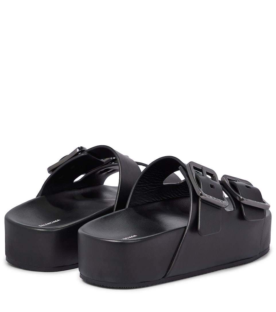 Balenciaga Womens Black Mallorca Platform Leather Sandals 8 | ModeSens