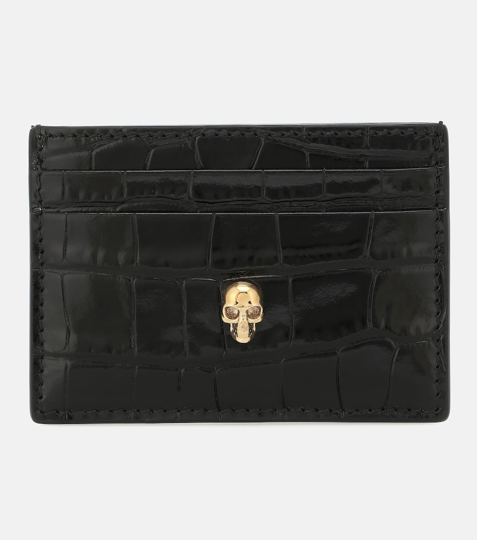 Click to view more detailed imagery on our partner's website Alexander Mcqueen Croc-effect Leather Cardholder In Black