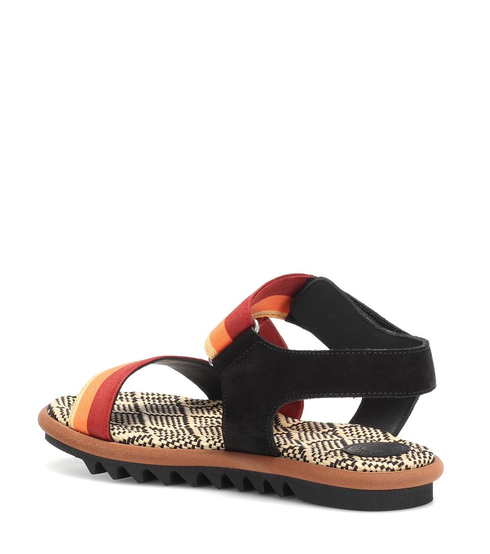 leather-trimmed sandals in multicoloured