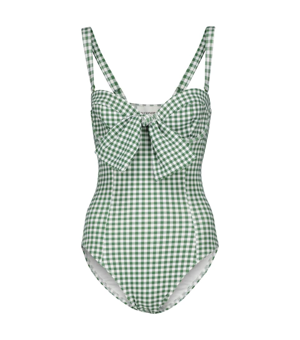 Click to view more detailed imagery on our partner's website Alexandra Miro Exclusive To Mytheresa - Clara Gingham Swimsuit In 绿色