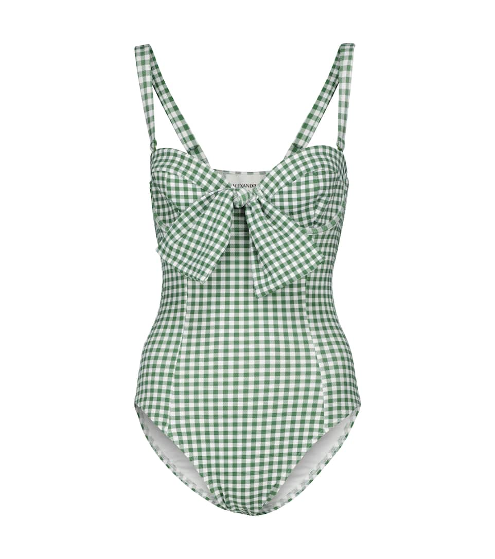 Alexandra Miro Clara Gingham Swimsuit In 绿色