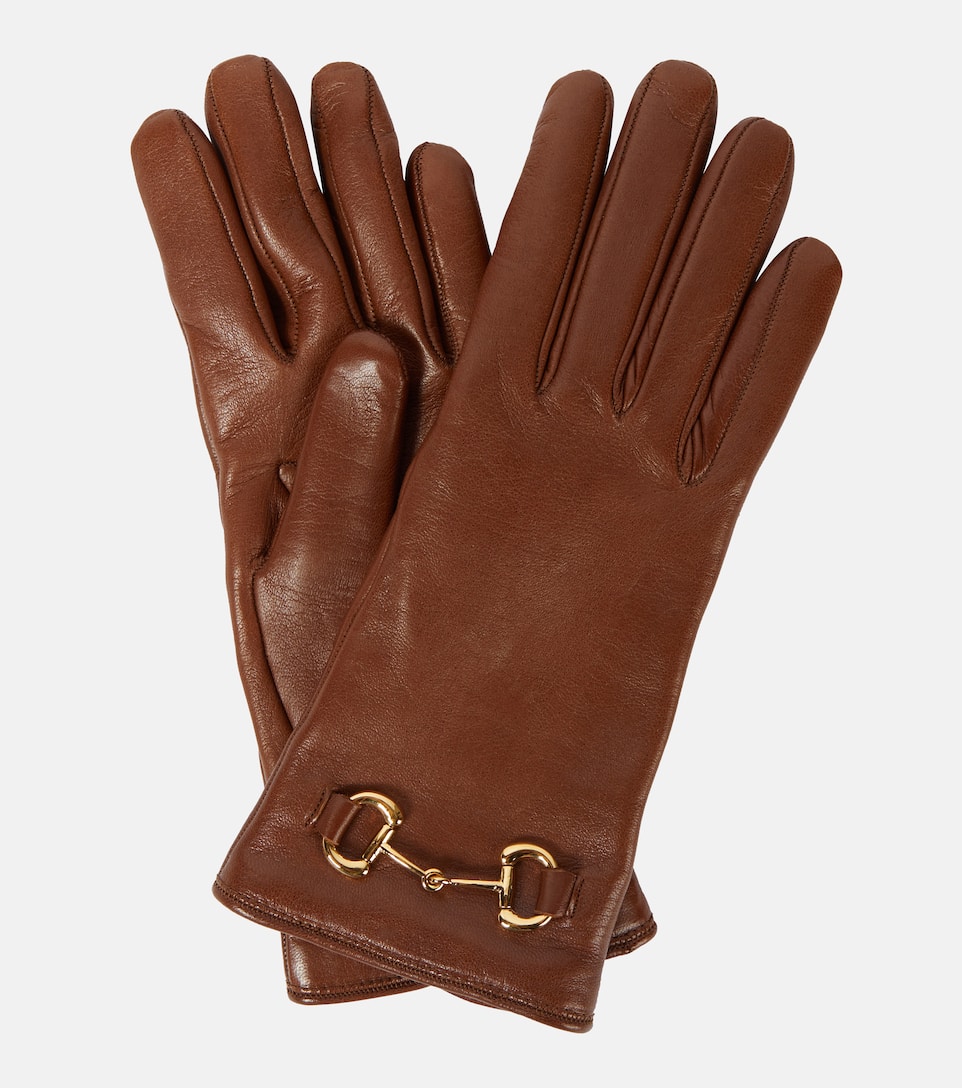 Click to view more detailed imagery on our partner's website Gucci Horsebit Leather Gloves In 棕色