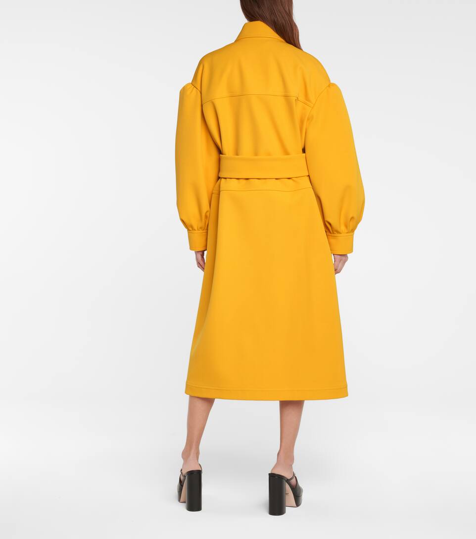 配腰带羊毛华达呢大衣