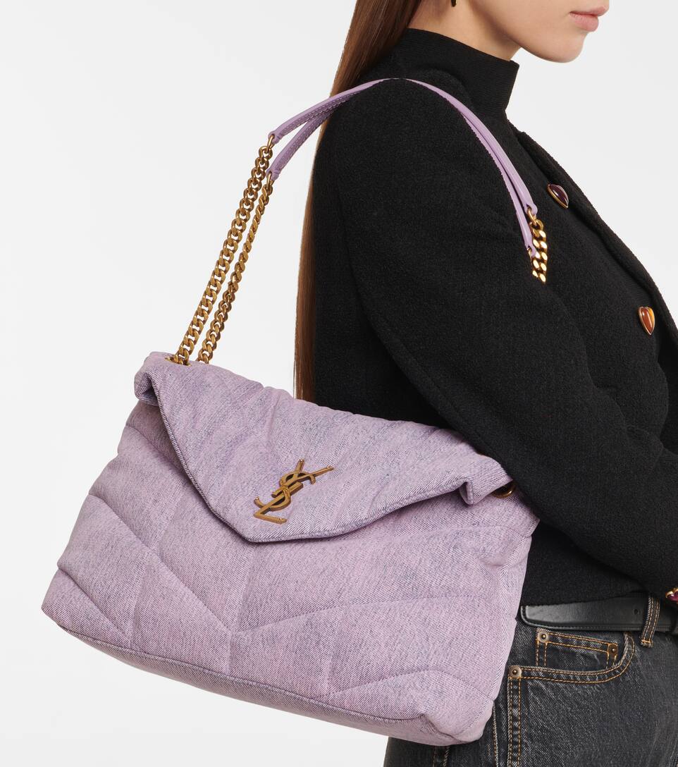 Saint Laurent Loulou Puffer Small Denim Shoulder Bag In Denim Lilas