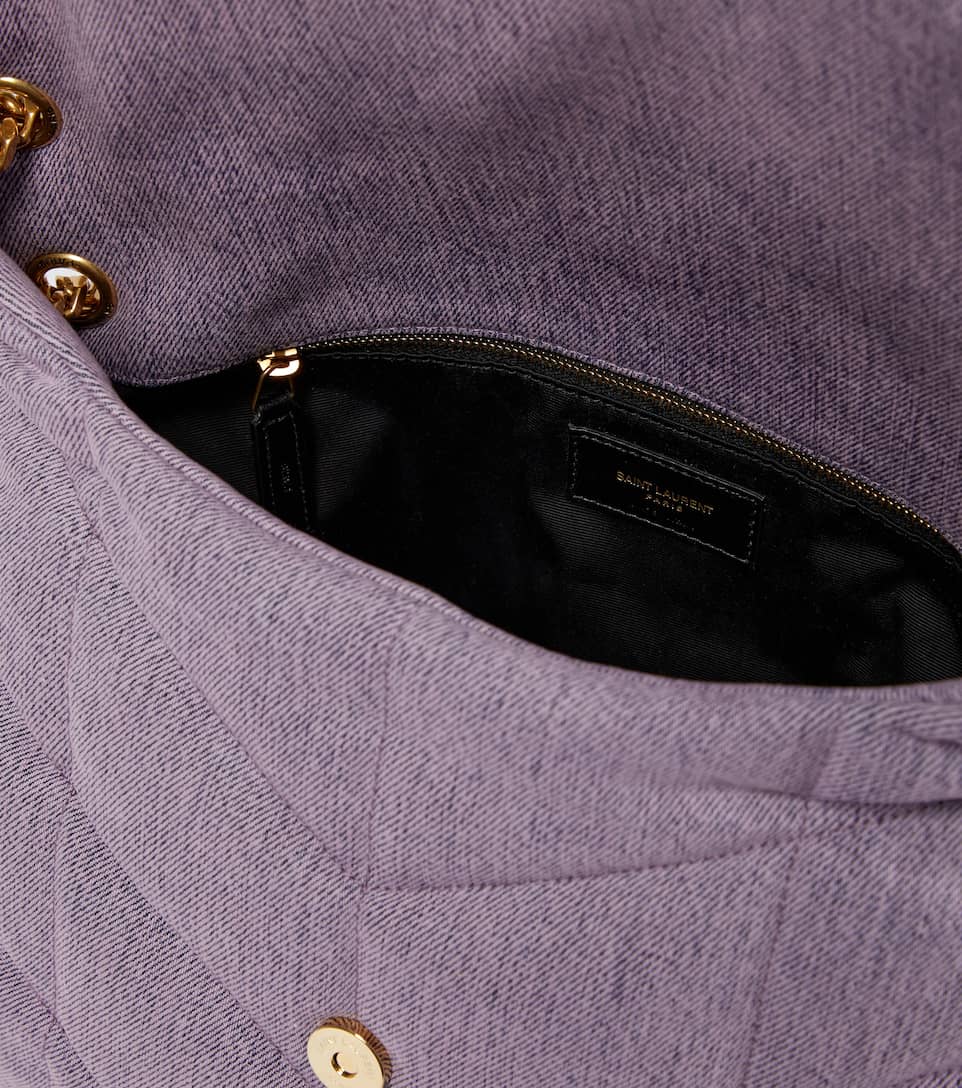 Saint Laurent Loulou Puffer Small Denim Shoulder Bag In Denim Lilas