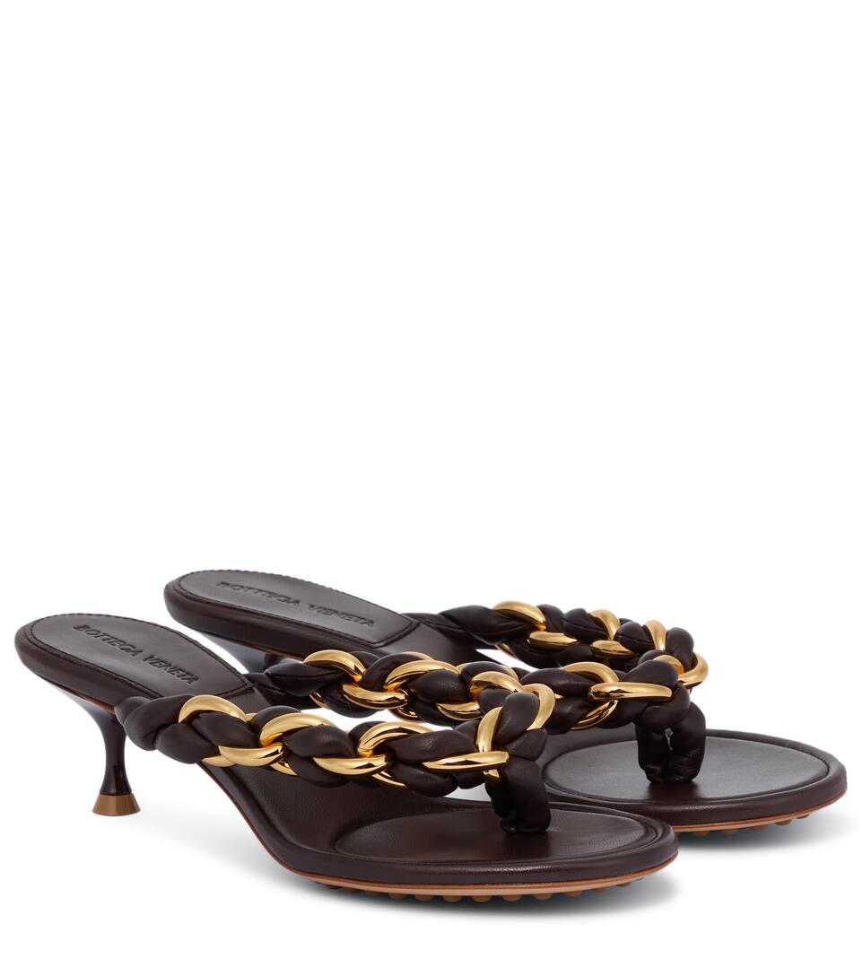 BOTTEGA VENETA DOT LEATHER THONG SANDALS,P00556129