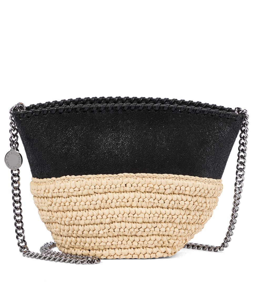 Stella Mccartney Falabella Small Raffia Trimmed Shoulder Bag Mytheresa
