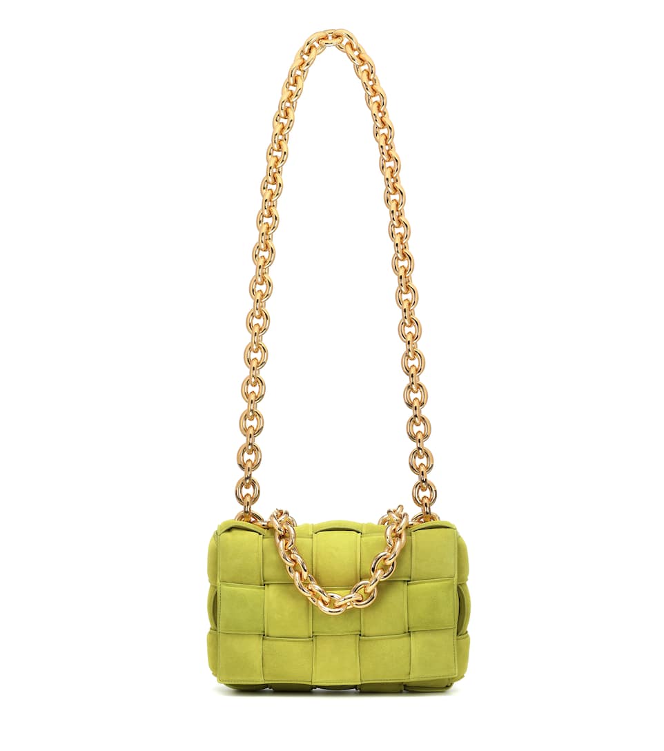 Click to view more detailed imagery on our partner's website Bottega Veneta The Chain Cassette Suede Shoulder Bag In Green