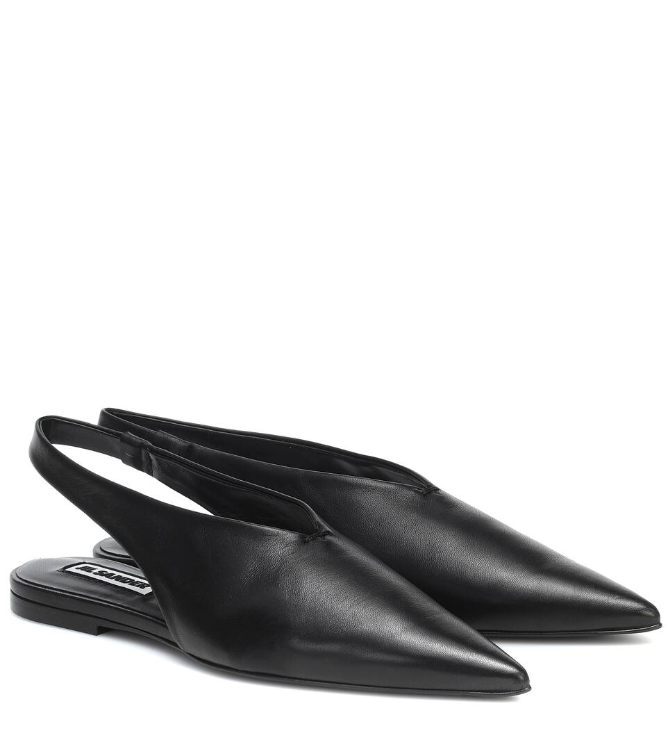 Click to view more detailed imagery on our partner's website Jil Sander Leather Slingback Ballet Flats In Black