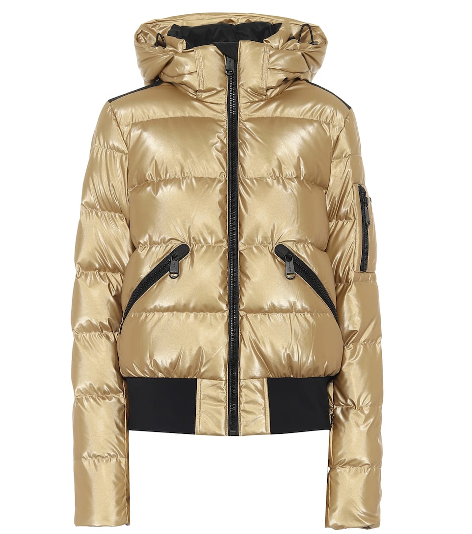 Click to view more detailed imagery on our partner's website Goldbergh Aura Hooded Quilted Metallic Down Ski Jacket In Gold