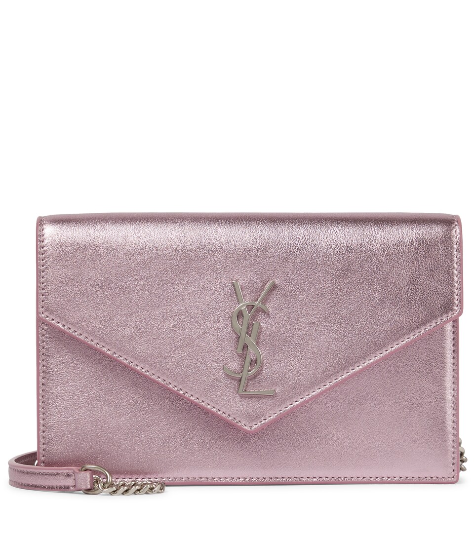saint laurent wallet on chain pink