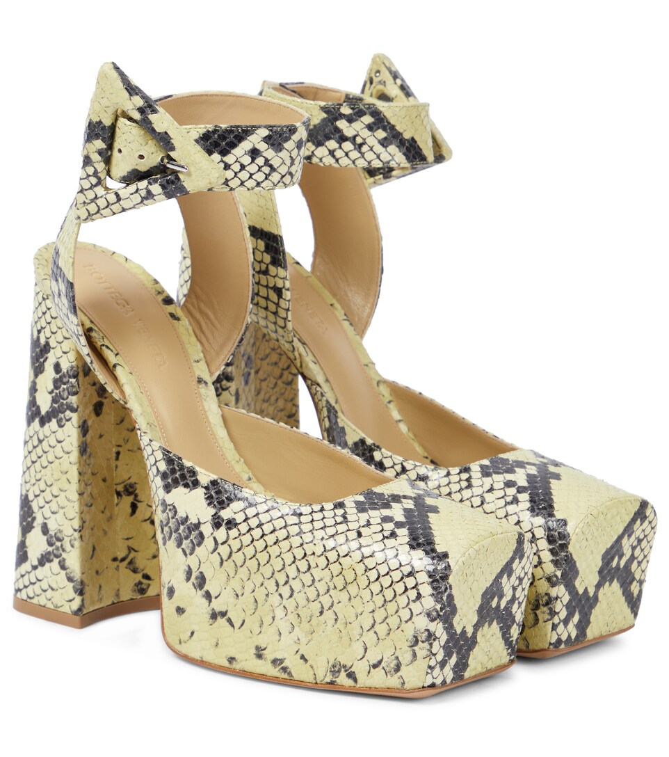 snake effect leather platform trainers