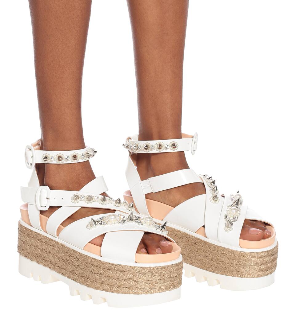 皮革防水台草编凉鞋 | simone rocha - idollook