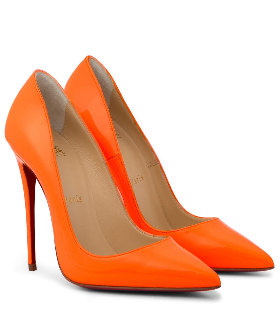 orange leather pumps