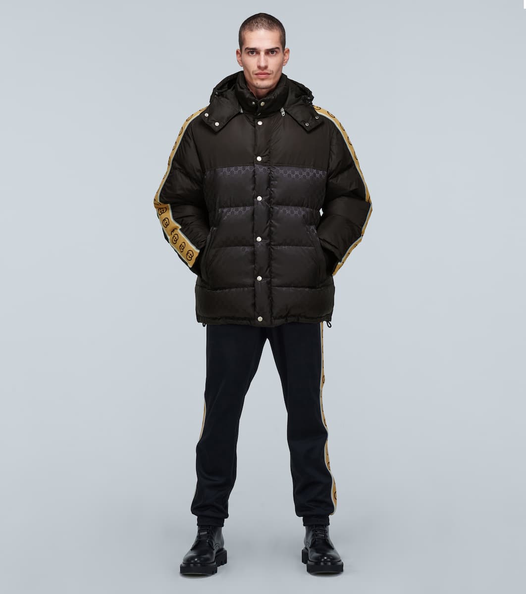 gg jacquard nylon padded coat