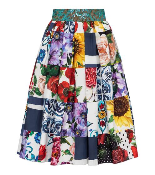 拼接棉质混纺中长半身裙 | Dolce & Gabbana