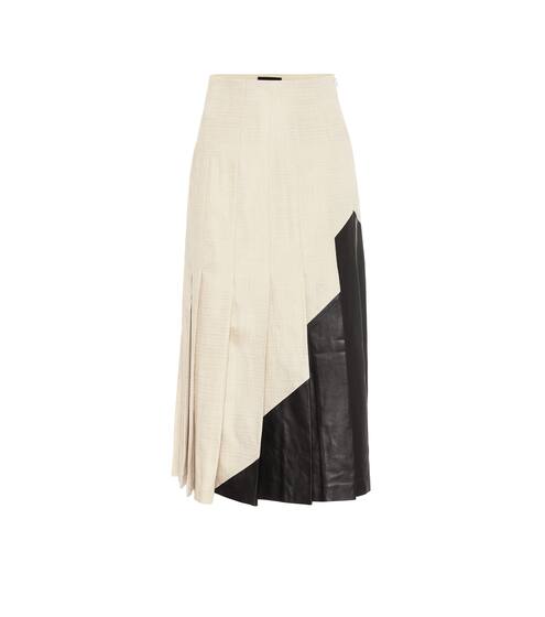 Saar Shantung linen and leather skirt | Joseph