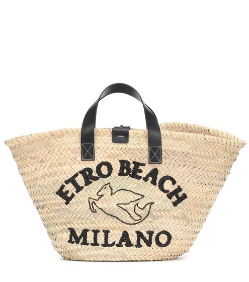 Logo raffia tote | Etro