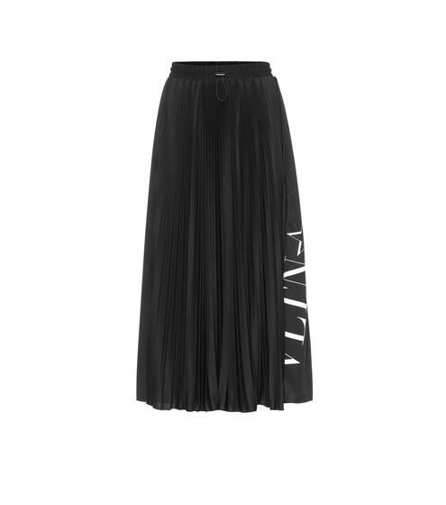 Pleated crêpe midi skirt | Valentino