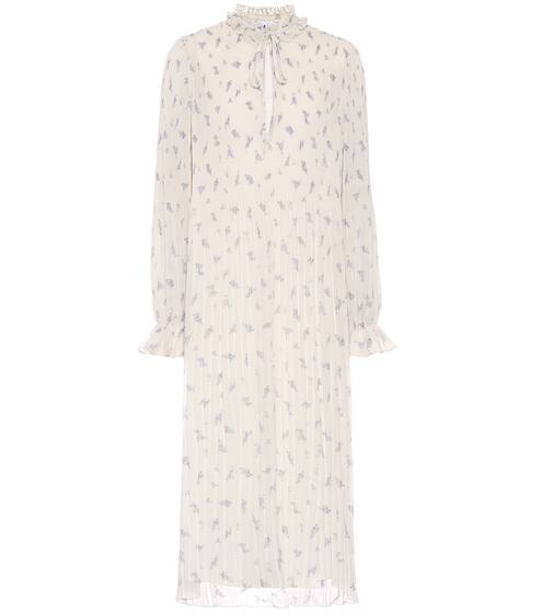 Pleated floral georgette midi dress | Ganni