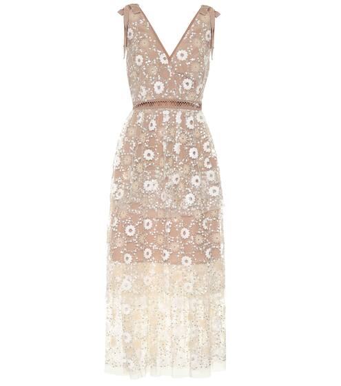 Sequined tulle midi dress | Self-Portrait