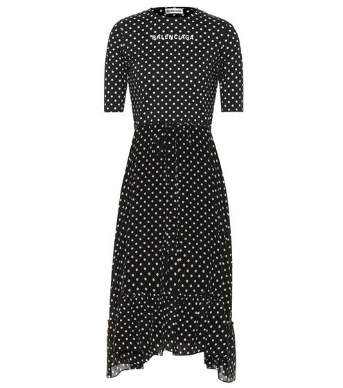 Crêpe polka-dot midi dress | Balenciaga