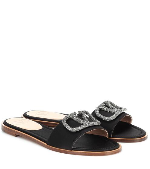Valentino Garavani VLOGO Glow satin slides | Valentino