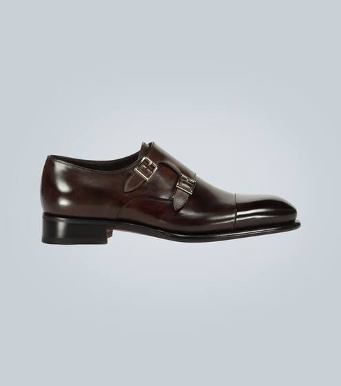 Double monk-strap leather shoes | Santoni