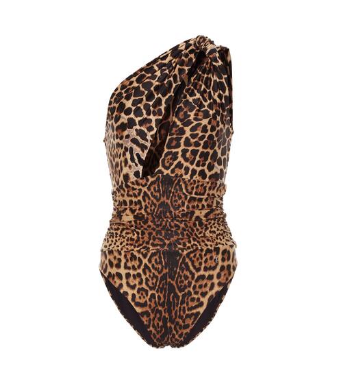 Leopard-print one-shoulder swimsuit | Saint Laurent
