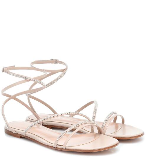 Crystal-embellished leather sandals | Gianvito Rossi