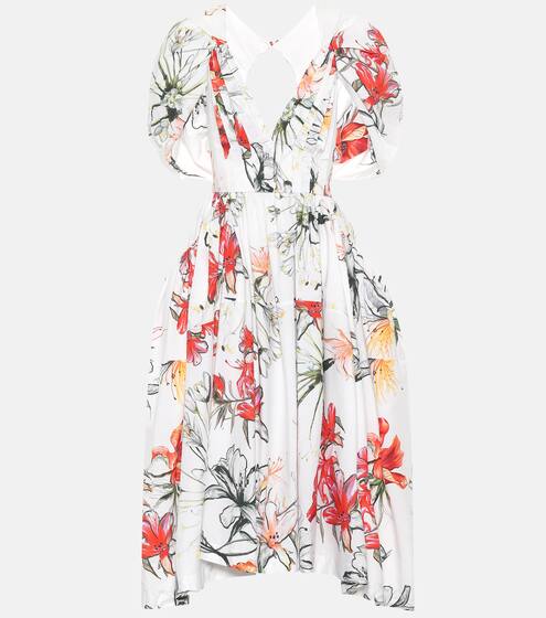 Floral cotton midi dress | Alexander McQueen