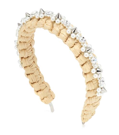 Crystal-embellished raffia headband | Simone Rocha