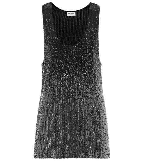 Sequined stretch-jersey tank top | Saint Laurent