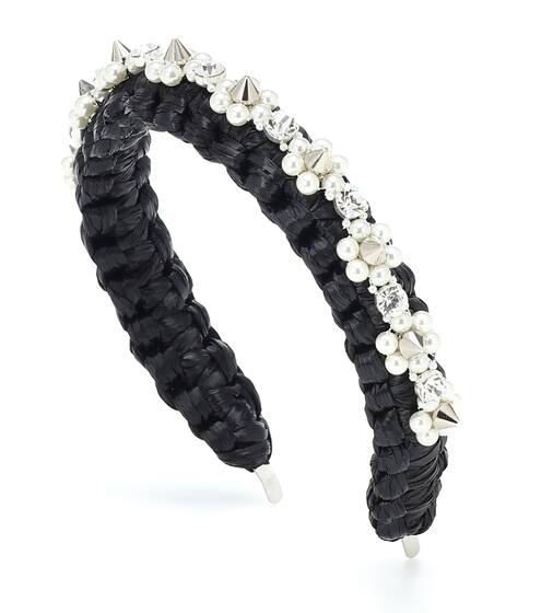 Crystal-embellished raffia headband | Simone Rocha