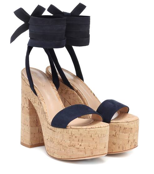 Cork and suede platform sandals | Gianvito Rossi