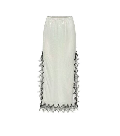 Lace-trimmed metallic midi skirt | Christopher Kane