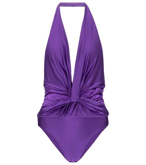 弹力针织挂脖连体紧身衣 | Alexandre Vauthier