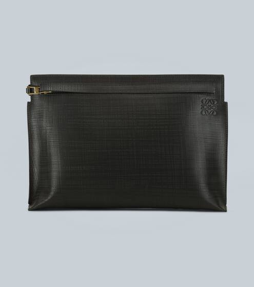 T pouch linen leather clutch bag | Loewe