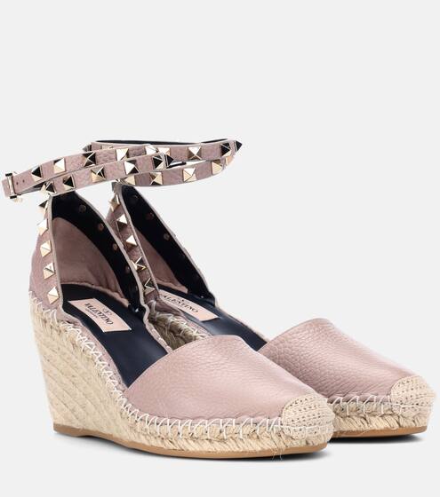 Valentino Garavani Rockstud leather wedge espadrilles | Valentino