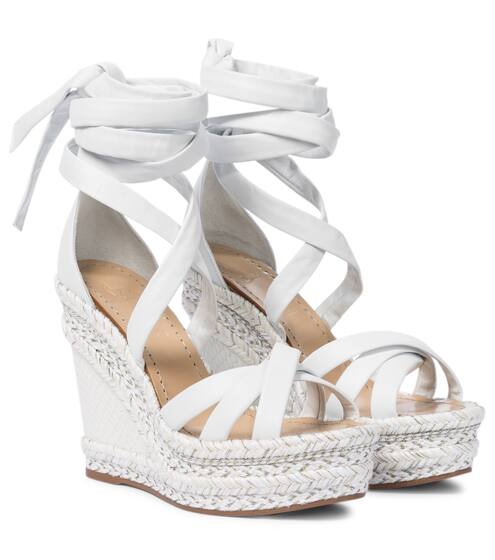 Lagoadonna 120皮革坡跟草编鞋 | Christian Louboutin