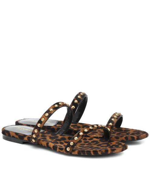 Kiki leopard-print calf hair sandals | Saint Laurent