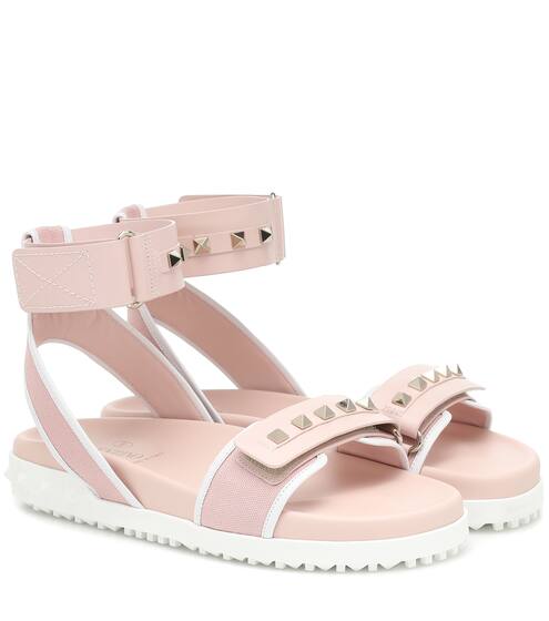 Valentino Garavani Rockstud leather-trimmed sandals | Valentino