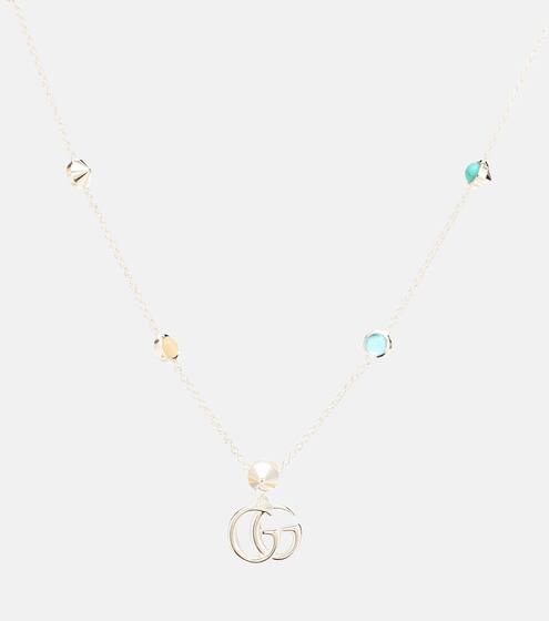 GG Marmont mother-of-pearl and topaz-embellished sterling silver necklace | Gucci